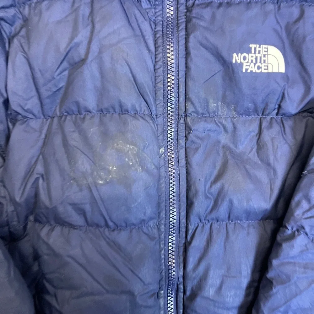 The North Face Puffer Jacket Boys Size M Blue Quilted Full Zip Winter Down Coat